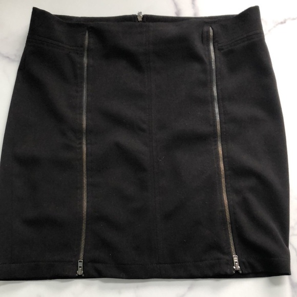 Zara TRF Double Zip Up Black Pencil Mini Skirt Size 8 - Picture 1 of 14